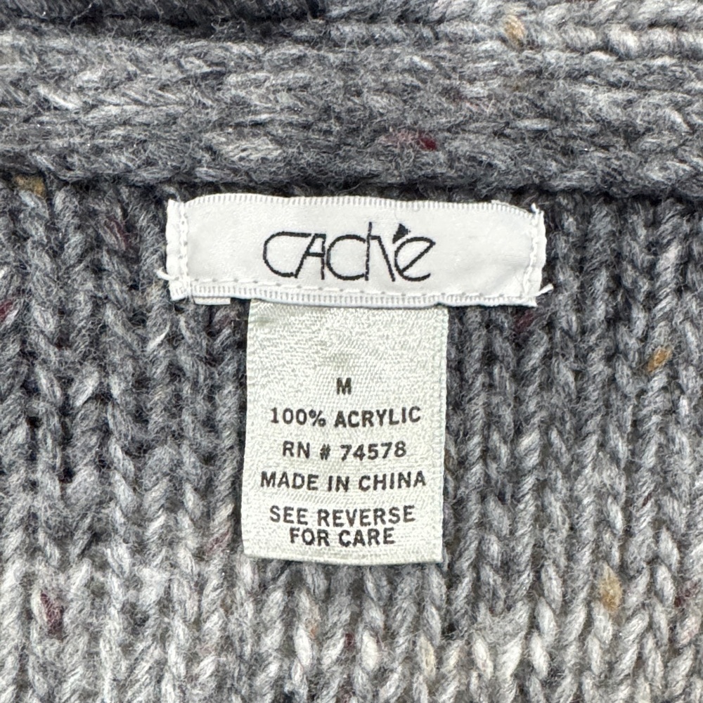 Cache Open-Front Short Sleeve Belted Cardigan - Gray Ombre Sz M - Picture 4 of 5